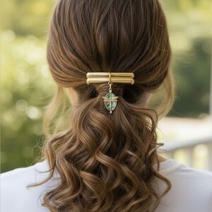 Gold Dragonfly Abalone Hair Barrette